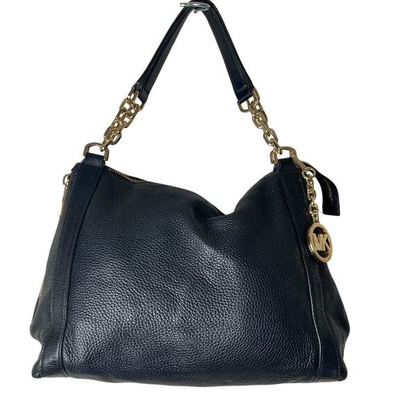 Michael Kors Handbag Pebbled Leather Black Zippers 15x10x5 - Picture 15 of 16